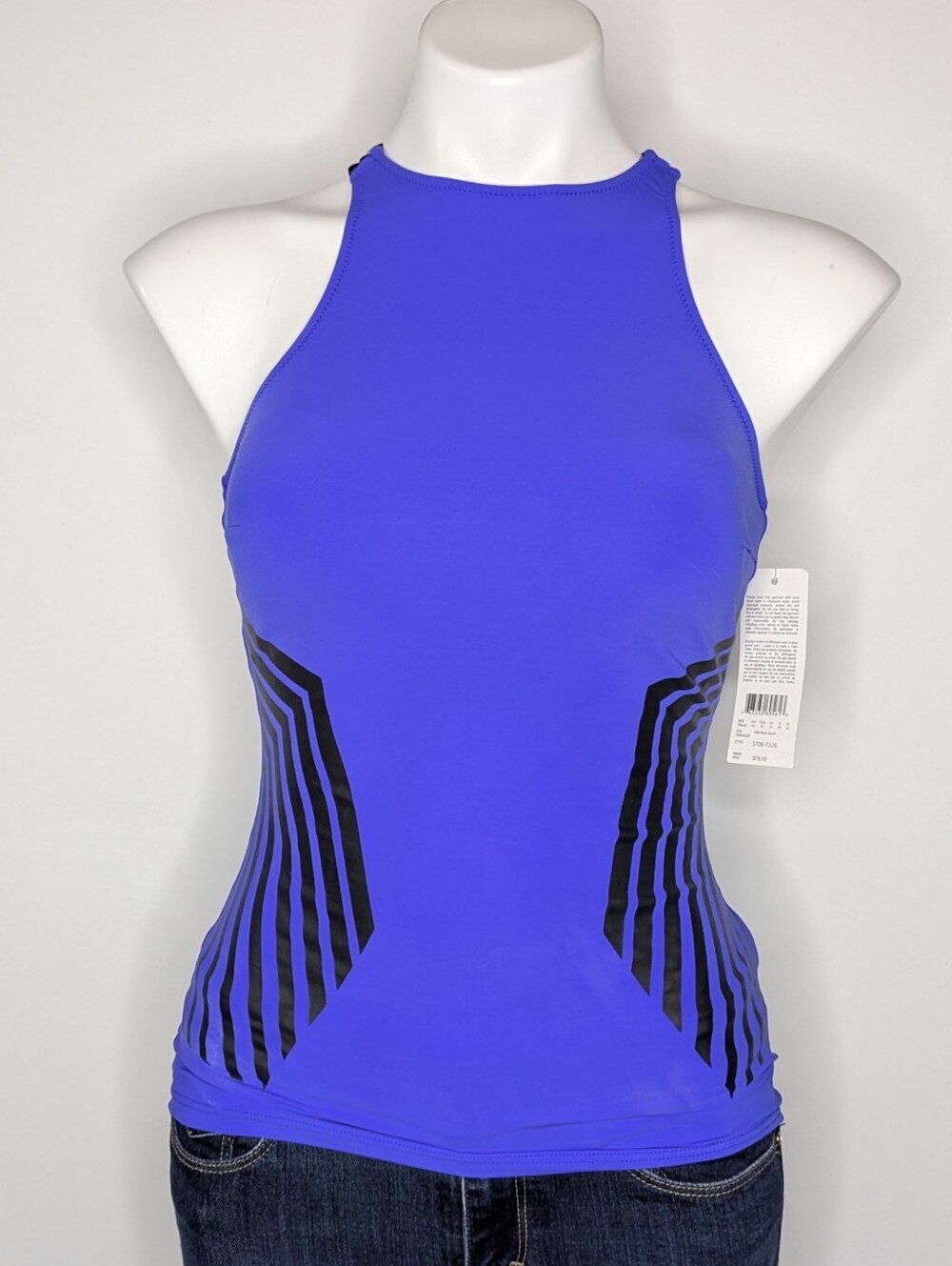 NWT Gottex Profile Sport Blue Black Exercise Workout Athletic Tank Top 10